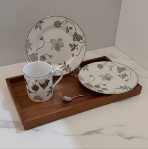 Holiday Gala By Mikasa 3 PCs White and Silver Dinnerware Set‎